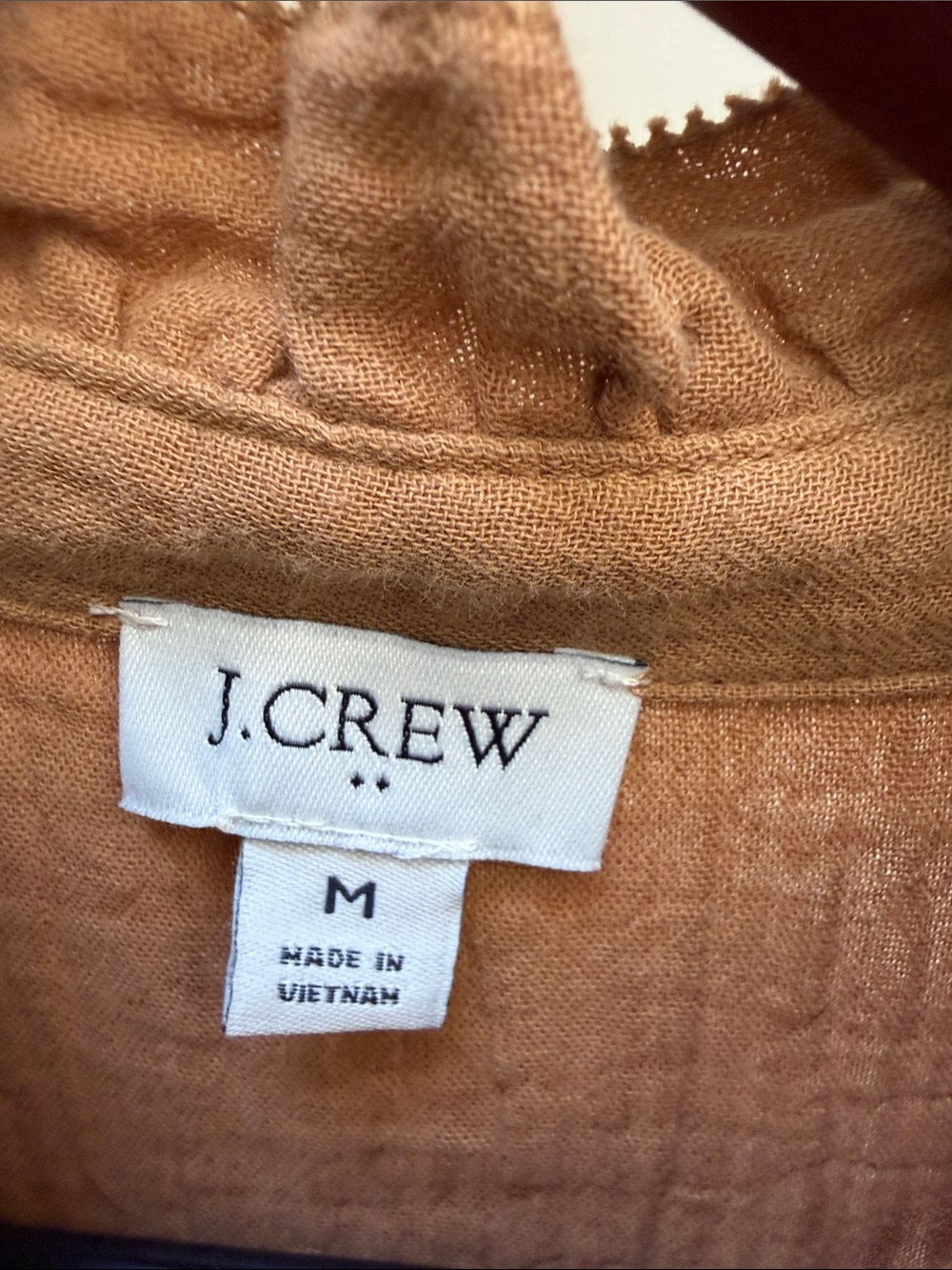 J. Crew Factory Rust Brown Ruffle-Sleeve Button Front Tank - Picture 2 of 3